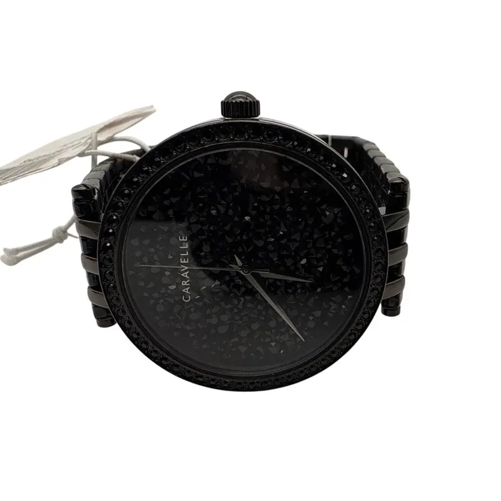 Caravelle by Bulova Bracelet‎ Watch Modern 45L171 Black Pavé Stainless Steel